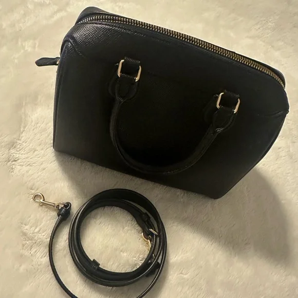 Coach Black Leather Satchel with Gold Accents - Picture 3 of 4
